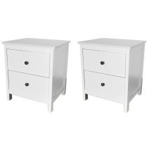 Mesitas - Mesillas de Noche dormitorio de 2 Cajones Color Blanco, pack 2 unidades (SALDO)