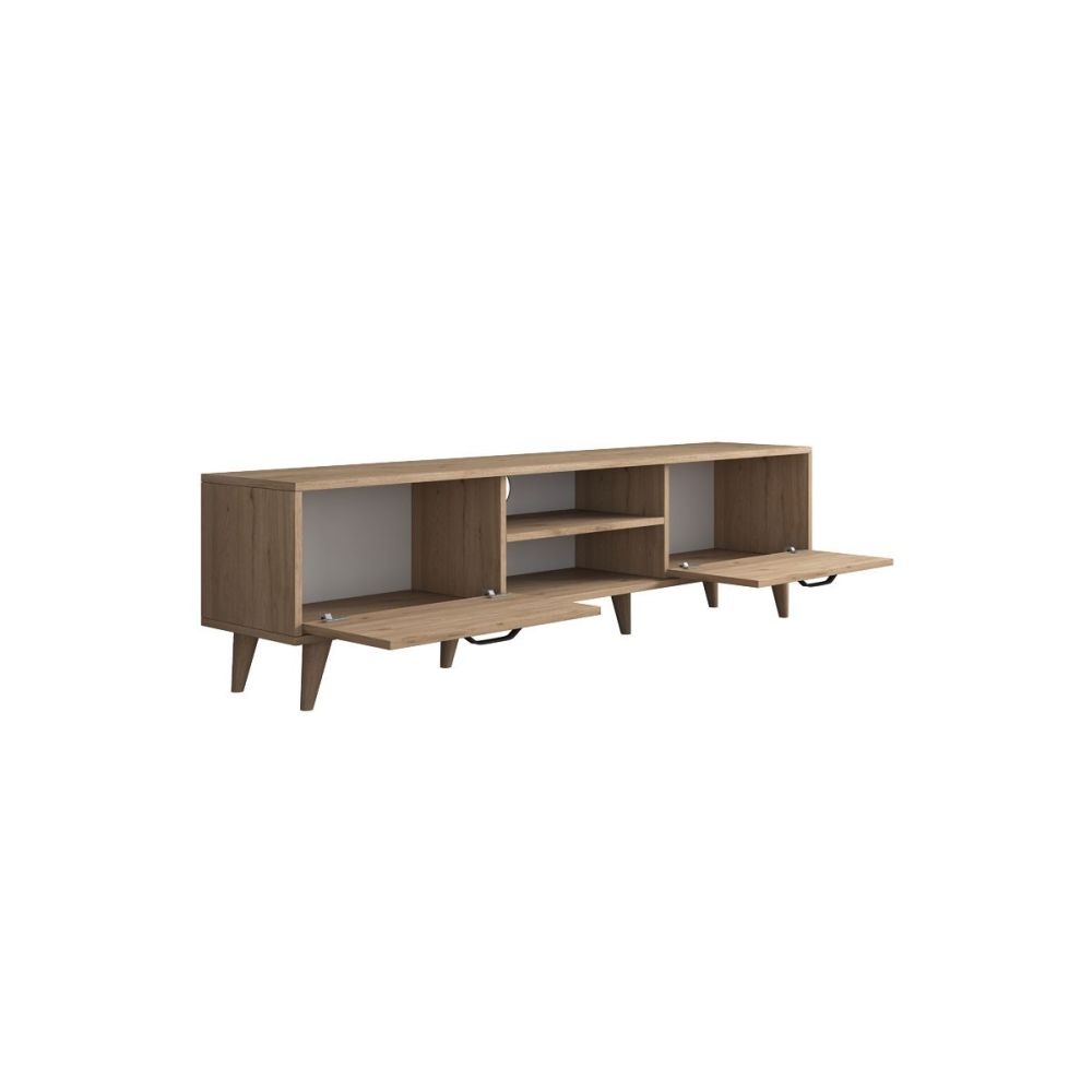 Mueble de TV en Roble con 2 Cajones y Estantes