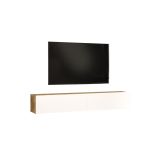 Mueble de TV de Pared moderno Blanco y Roble con 2 Cajones