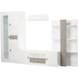 Mueble de Salón Moderno con Leds, Acabado en Andersen Pino -Gris, Medidas: 300 cm (An) x 200 cm (Al) 40 cm (Fon) - Meyvaser
