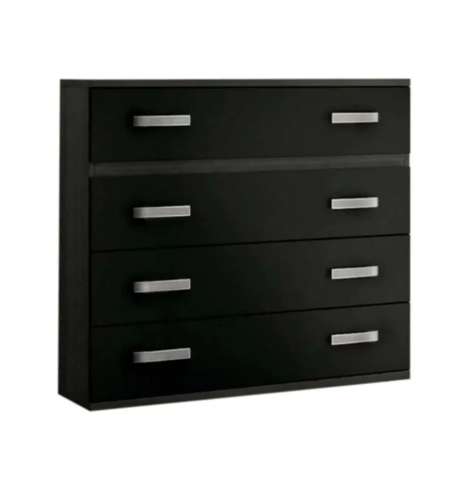 Cómoda 4 Cajones, Color Ceniza y Negro, Medidas: 89 cm (Largo) x 89,6 cm (Alto) x 39,6 cm de (Fondo) Meyvaser