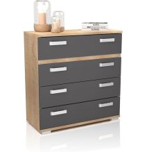 Cómoda 4 Cajones, Color Cambria y Grafito, Medidas: 89 cm (Largo) x 89,6 cm (Alto) x 39,6 cm de (Fondo) Meyvaser