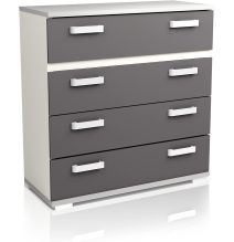 Comoda 4 Cajones, Color Blanco y Grafito, Medidas: 89 cm (Largo) x 89,6 cm (Alto) x 39,6 cm de (Fondo) Meyvaser
