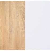 Mesita de Noche, Mesilla de Dormitorio, Acabado en Color Cambria y Blanco, Medidas: 50 cm (Lar) x 34,6 cm (Fon) x 60 cm (Al)