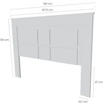 Cabezal para Cama de Matrimonio con patas, Color Cambria y Blanco, Medidas: 160 cm (Ancho) x 119,3 cm (Alto) x 3,8 cm (Fondo)