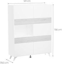 Mueble Vitrina, Mueble de salón, Aparador cocina, Color Roble y Blanco, Medidas: 120 cm (An) x 150 cm (Al) x 40 cm (Fon)