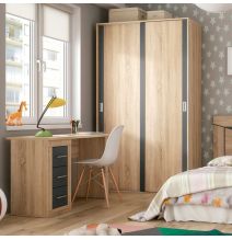 Escritorio Moderno de 3 Cajones - Acabado Cambria y Grafito de Alta Calidad - 120 cm de Ancho, 50 cm de Fondo, 72 cm de Alto