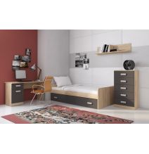 Mesa de Estudio, Escritorio con 2 Cajones, Mesa de Ordenador, Acabado en Color Blanco y Cambrian 70.8 x 120 x 49.8 cm