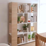 Estantería Decorativa, Librería, Acabado en Roble y Blanco