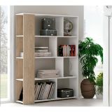 Estantería Decorativa, Librería, Acabado en Roble y Blanco