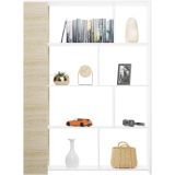 Estantería Decorativa, Librería, Acabado en Roble y Blanco