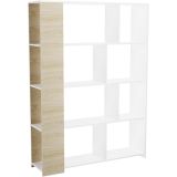 Estantería Decorativa, Librería, Acabado en Roble y Blanco
