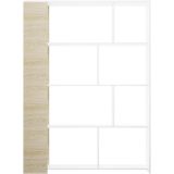 Estantería Decorativa, Librería, Acabado en Roble y Blanco