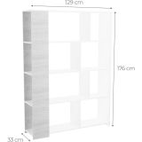 Estantería Decorativa, Librería, Acabado en Roble y Blanco