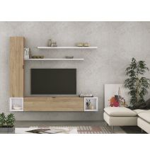 Meyvaser Mueble de salón y TV Conjunto muebles de salón apilable 196 Cm Ancho Color Madera y Blanco