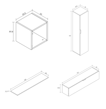 Meyvaser Mueble de salón y TV Conjunto muebles de salón apilable 196 Cm Ancho Color Madera y Blanco