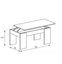 Mueble de Comedor, Color Cañón, Medidas: 230 cm (Anc) x 212 cm (Al) x 41,4 cm (Fon) + Mesa Centro Elevable 45,2x100x50