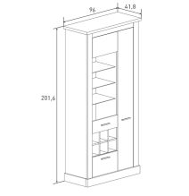 Mueble de Comedor, Mueble Salón, Acabado en Blanco y Cambria, Medidas: 297 cm (Ancho) x 201,6 cm (Alto) x 41,8 cm (Fondo)