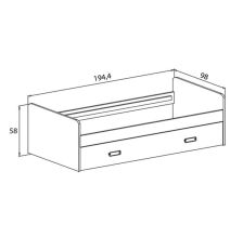 Cama Nido de Melamina Color Puccini Andersen – Ancho 194,4 cm x Fondo 98 cm x Alto 58 cm, Ideal para Habitaciones Juveniles.