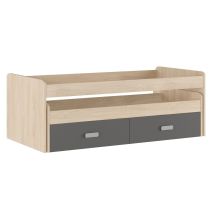 Cama Nido Juvenil Doble con Cajones de Almacenaje – Puccini Grafito, 198.4 cm Largo x 98 cm Ancho x 72 cm Alto