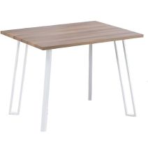 Mesa Comedor en Madera Estilo Industrial, Patas metálicas Blancas, Medidas 100 cm (Lar) x 70 cm (Anc) 76 cm (Al)