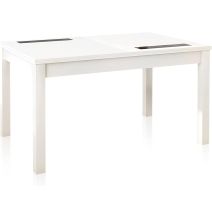 Mesa Comedor, Mesa de salón Extensible, Acabado en Color Blanco, Medidas: 140-180 cm (Largo) x 90 cm (Ancho) x 75 cm (Alto)