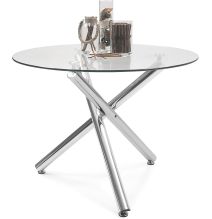 Mesa de Comedor Redonda | Tapa de Cristal y Pata Cromada | Diámetro 110 cm.