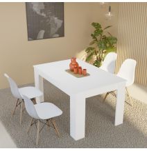 Mesa de Comedor Extensible, Mesa Salón, Robusta, Color Blanco, 138-198 cm (Largo) x 88 cm (Ancho) x 76 cm (Alto)