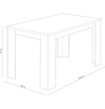 Mesa de Comedor, Mesa de Salón Fija, Color Andersen Pino Gris, Medidas: 140 cm (Largo) x 80 cm (Ancho) x 75 cm (Alto)