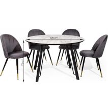 Mesa de Comedor Fija Redonda | Imitación Mármol con Pata Metálica | Diámetro 120 cm x Alto 75 cm