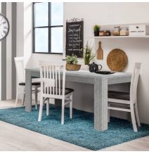 Mesa de Comedor Moderna 135x80x75 cm, Tapa MDF Gris Cemento y Blanco con Patas Resistentes - Estilo Moderno