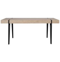 Mesa de Comedor o Cocina| MDF con Acabado Laminado Color Roble Sonoma | Patas Metálicas Negras | Medidas: 150 x 90 x 75 cm