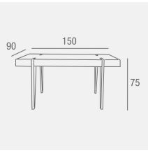 Mesa de Comedor o Cocina| MDF con Acabado Laminado Color Roble Sonoma | Patas Metálicas Negras | Medidas: 150 x 90 x 75 cm