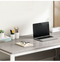 Meyvaser.com Ecommerce Company Escritorio de Oficina con 3 Cajones, MDF Gris y Blanco, 120x48x74cm - Moderno y Funcional