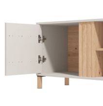 Mueble TV en Melamina Color Cashmere y Roble Artisan con 2 Puertas - Medidas 163,5x40x52 cm