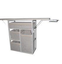 Mueble de plancha Lisboa color blanco con 4 cajones de almacenamiento y ruedas