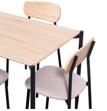 Conjunto de Mesa y 4 Sillas con Estructura Metálica Negra , Asiento en Tela Beige - Mesa 100x70x75 cm, Silla 40x44x80 cm