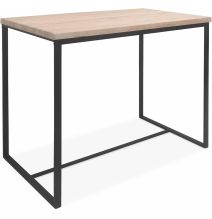 Conjunto de Mesa y 4 Taburetes con Estructura Metálica, Tapa y Asientos en MDF Roble - Mesa 100x60x86 cm, Taburete 43x30x60 cm