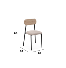 Conjunto de Mesa y 4 Sillas con Estructura Metálica Negra , Asiento en Tela Beige - Mesa 100x70x75 cm, Silla 40x44x80 cm