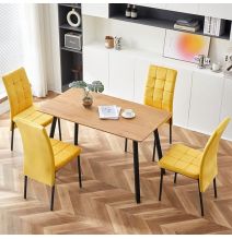 Mesa de Comedor Fija con Tapa de Melamina Color Roble y Estructura Metálica Negra Mate - Medidas 120x80x75 cm