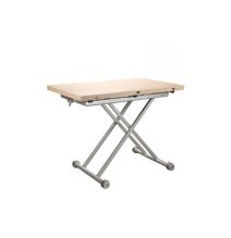 Mesa de Centro Elevable y Tapa Extensible -Color Roble Sonoma -Cerrada 100x57 cm, Abierta 100x114 cm, Altura de 39 a 77 cm