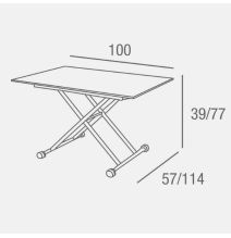 Mesa de Centro Elevable y Tapa Extensible -Color Roble Sonoma -Cerrada 100x57 cm, Abierta 100x114 cm, Altura de 39 a 77 cm