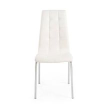 Juego de 4 Sillas Tapizadas en Símil Piel Blanco con Patas Cromadas, Asiento y Respaldo Ergonómicos- Medidas 43x63x97 cm