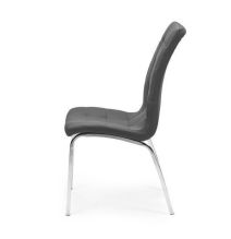 Juego de 4 Sillas Tapizadas en Símil Piel Gris Oscuro con Patas Cromadas, Asiento y Respaldo Ergonómicos- Medidas 43x63x97 cm