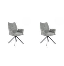 Juego de 2 Sillas con Brazos Tapizadas en Tela Musgo y Patas en Acabado Negro, Mecanismo Giratorio 180º-  Medidas 63x62x93 cm