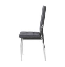 6 Sillas Tapizadas en Tela Gris con Asiento y Respaldo Acolchados, Patas Cromadas - Medidas 45x46x100 cm