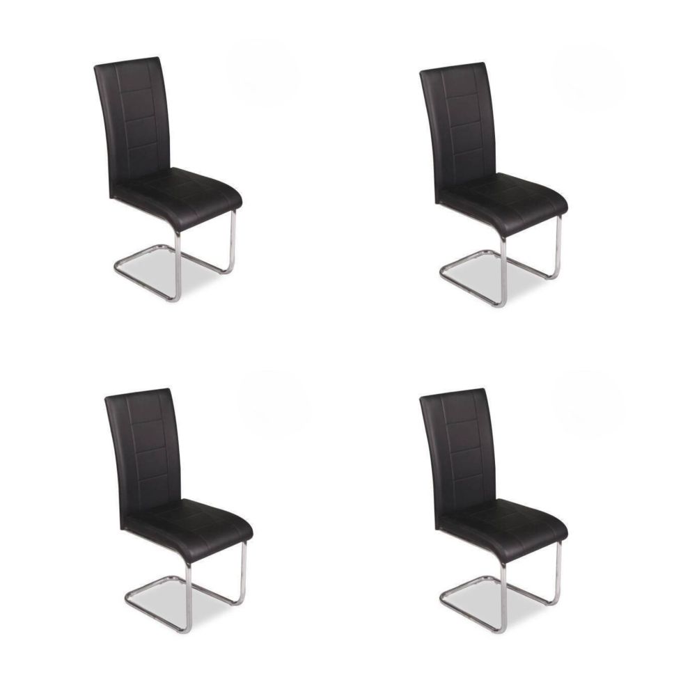 Pack de 4 Sillas de Madera Contrachapada con Relleno de Espuma, Tapizadas en Tela Negra, Patas de Cromo, Medidas 43x49x102 cm