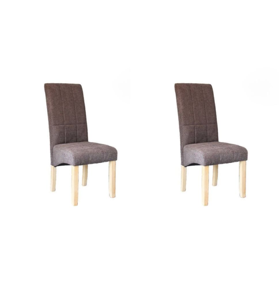 Pack de 2 Sillas Tapizadas en Tela Marron con Patas de madera, Acolchado Cuadrado en Respaldo y Asiento, Medidas 47x62x106.5 cm