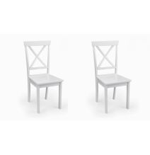 Pack de 2 Sillas de Madera Lacada en Blanco Mate, Diseño Moderno y Elegante, Medidas 42,5x53,94 cm