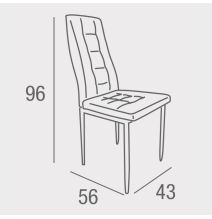 Pack de 4 Sillas Tapizadas en Tela Polipiel Gris con Costuras Acolchadas, Patas Metálicas en Color Negro, Medidas 43x56x96 cm